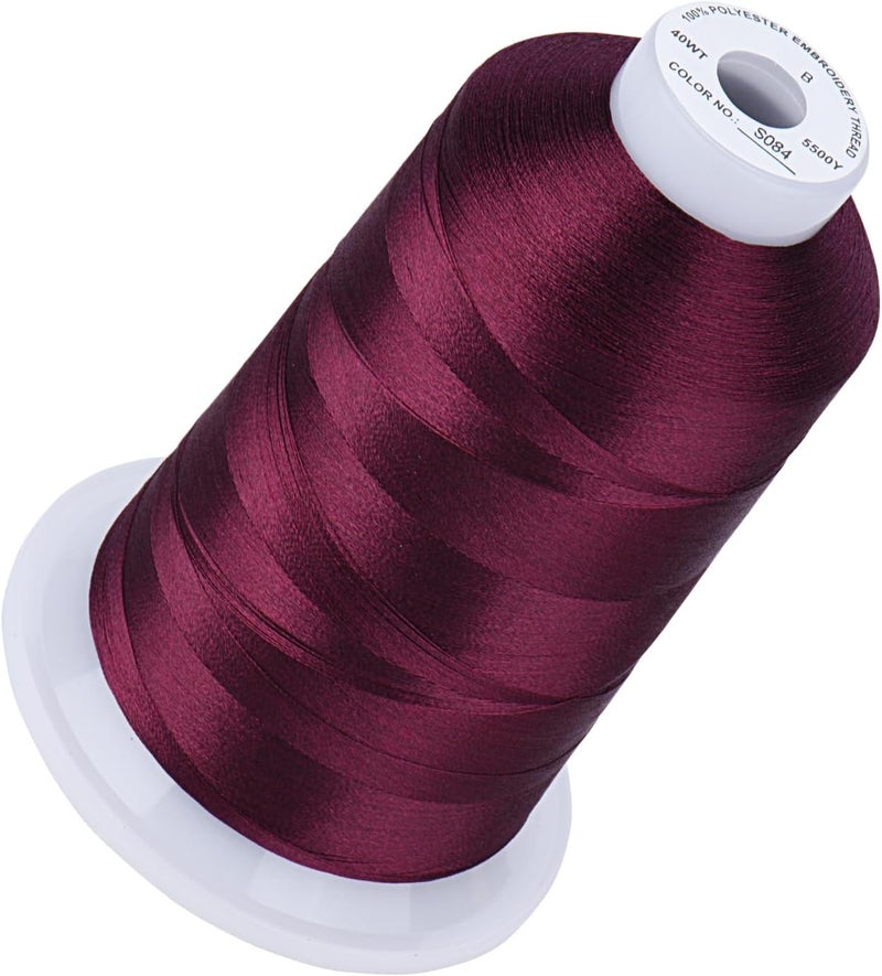 simthread 5500Yds Embroidery Thread, 5000M High-Yardage 40WT 100% Polyester Thread – 170+ Vivid Colors, High-Speed Rated – Compatible with Brother, Singer, Janome & More - Burgundy Cherry S084 - Image 1